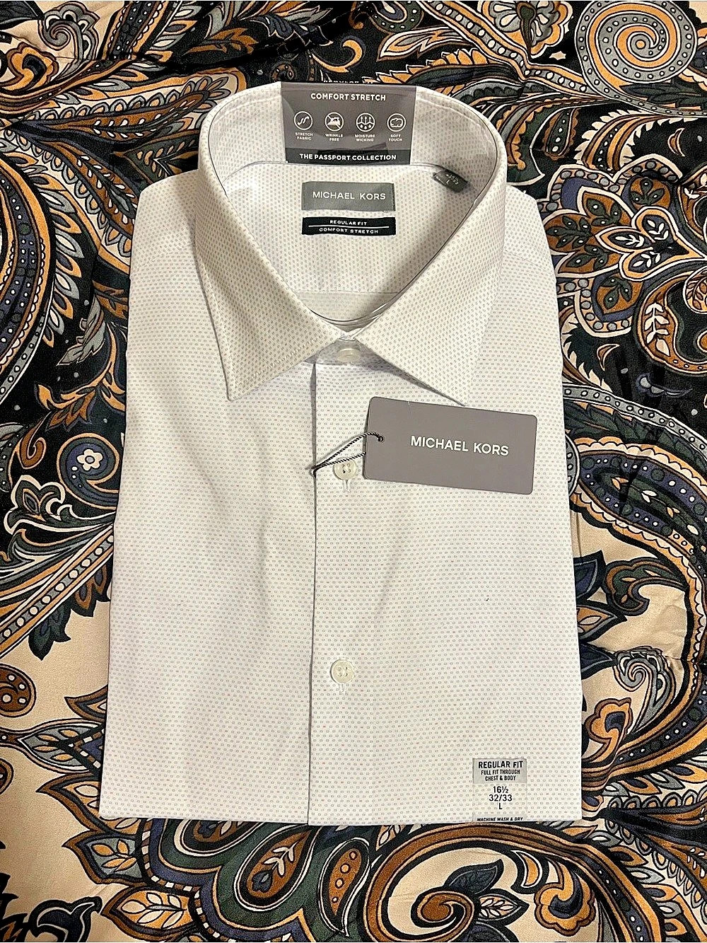 Michael Kors Men's Patterned Dress Shirt Size 16.5 32-33 NWT